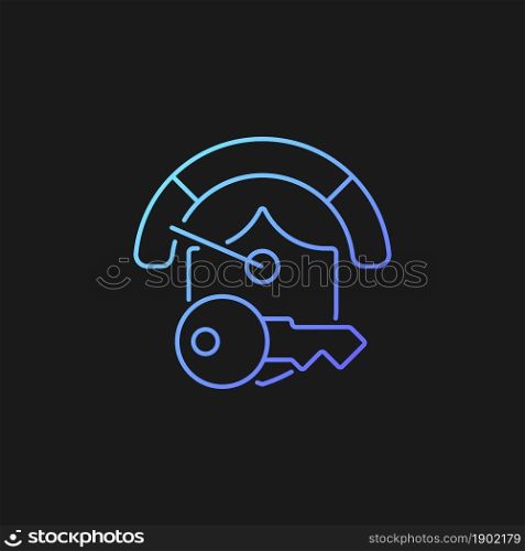 Weak password gradient vector icon for dark theme. Poor internet safety. Online privacy. Password management. Thin line color symbol. Modern style pictogram. Vector isolated outline drawing. Weak password gradient vector icon for dark theme