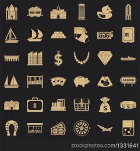 Wealth icons set. Simple style of 36 wealth vector icons for web for any design. Wealth icons set, simple style