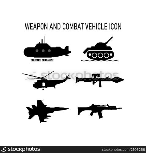 weapon and combat vehicle icon vector illustration logo design.