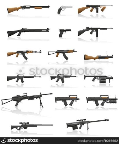 weapon and gun set collection icons vector illustration isolated on white background