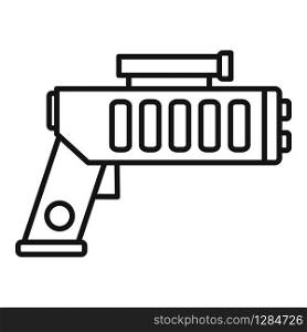 Weapon blaster icon. Outline weapon blaster vector icon for web design isolated on white background. Weapon blaster icon, outline style