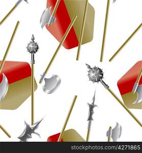 Weapon collection, medieval weapons, seamless wallpaper, vector illustration