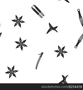 weapon gun game knife war vector seamless pattern thin line illustration. weapon gun game knife war vector seamless pattern