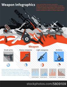 Weapon infographics set with military machines army artillery and charts vector illustration. Weapon Infographics Set