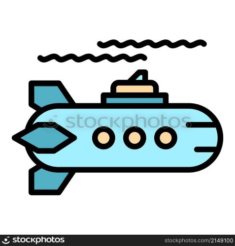 Weapon submarine icon. Outline weapon submarine vector icon color flat isolated. Weapon submarine icon color outline vector