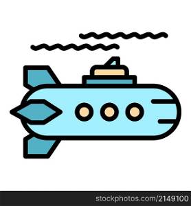 Weapon submarine icon. Outline weapon submarine vector icon color flat isolated. Weapon submarine icon color outline vector