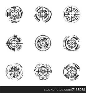 Weapon target icon set. Simple set of 9 weapon target vector icons for web design isolated on white background. Weapon target icon set, simple style