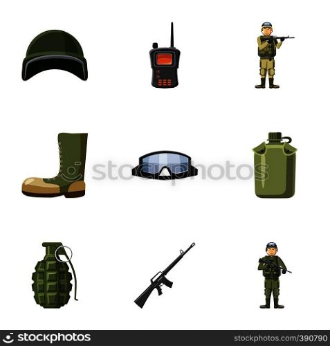 Weapons icons set. Cartoon illustration of 9 weapons vector icons for web. Weapons icons set, cartoon style