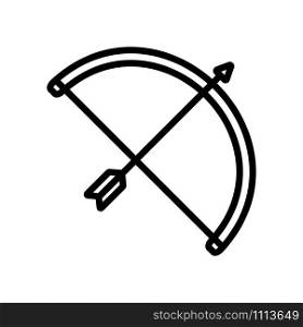 Weapons with arrows icon vector. Thin line sign. Isolated contour symbol illustration. Weapons with arrows icon vector. Isolated contour symbol illustration