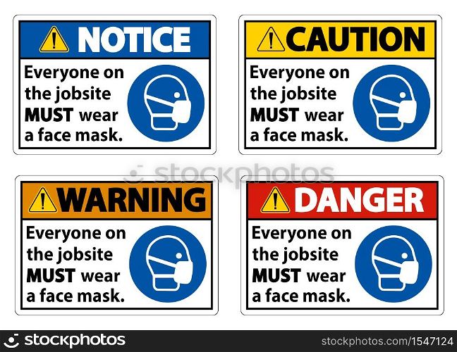 Wear A Face Mask Sign Isolate On White Background,Vector Illustration EPS.10