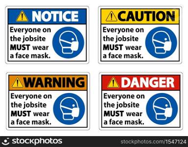 Wear A Face Mask Sign Isolate On White Background,Vector Illustration EPS.10