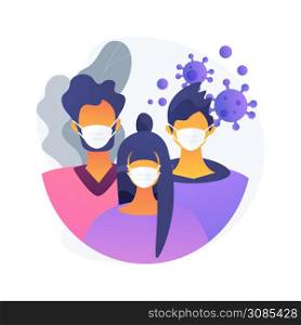 Wear a mask abstract concept vector illustration. Virus spread prevention measures, social distance, exposure risk, coronavirus symptoms, personal protection, infection fear abstract metaphor.. Wear a mask abstract concept vector illustration.