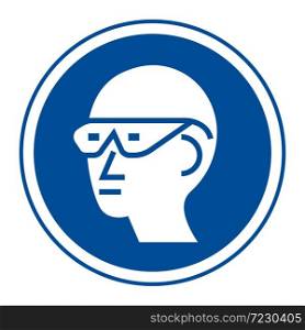 Wear Eye Protection Sign Isolate On White Background