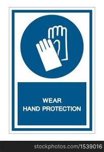 Wear Hand Protection Symbol Sign Isolate On White Background,Vector Illustration EPS.10