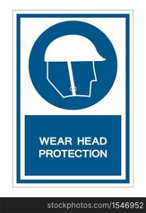 Wear Head Protection Symbol Sign Isolate On White Background,Vector Illustration EPS.10