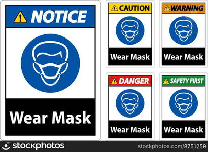 Wear Mask Sign On White Background