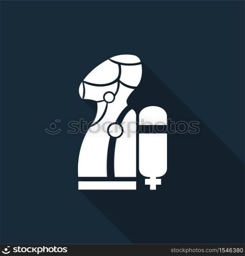 Wear SCBA (Self Contained Breathing Apparatus) Symbol Isolate On Black Background,Vector Illustration