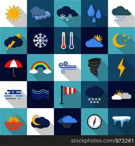 Weater icons set. Flat illustration of 25 weater vector icons for web. Weater icons set, flat style