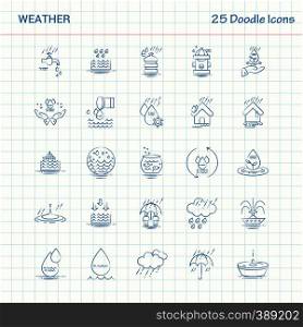 Weather 25 Doodle Icons. Hand Drawn Business Icon set