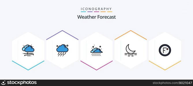 Weather 25 FilledLine icon pack including temperature. degree. cloud. climate. moon