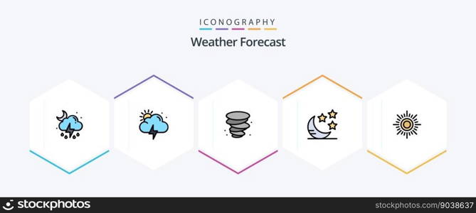 Weather 25 FilledLine icon pack including . weather. weather. sunny. night