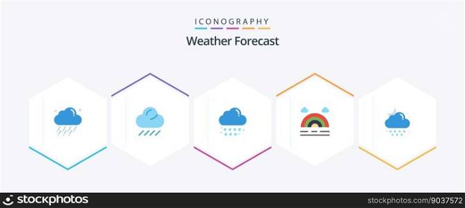 Weather 25 Flat icon pack including weather. drop. drop. cloud. rainbow