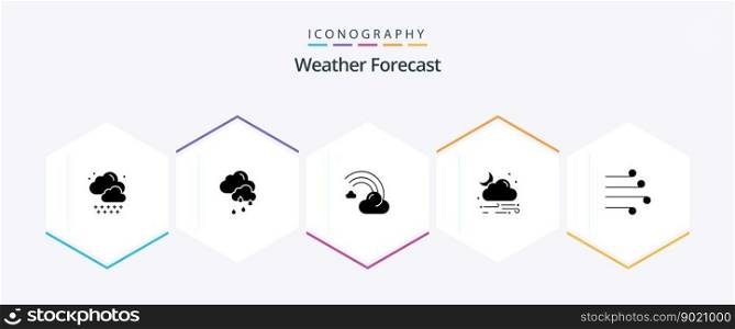 Weather 25 Glyph icon pack including climate. air. forecast. weather. cloud