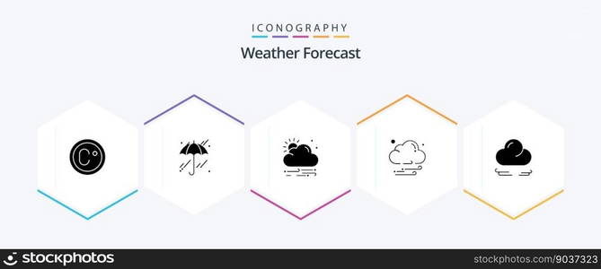 Weather 25 Glyph icon pack including . . weather. crescent. wind