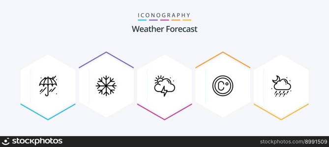 Weather 25 Line icon pack including . moon. sun. weather. cloud