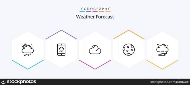 Weather 25 Line icon pack including night. weather. cloud. sleep. moon