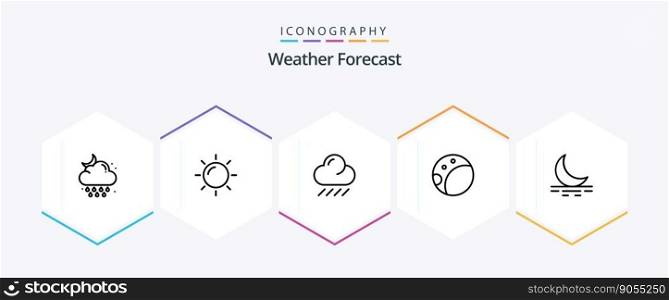 Weather 25 Line icon pack including . weather. cloud. moon. moon
