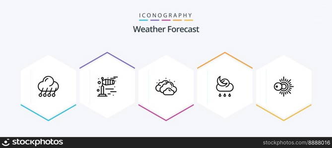 Weather 25 Line icon pack including weather. sun. cloud. weather. moon