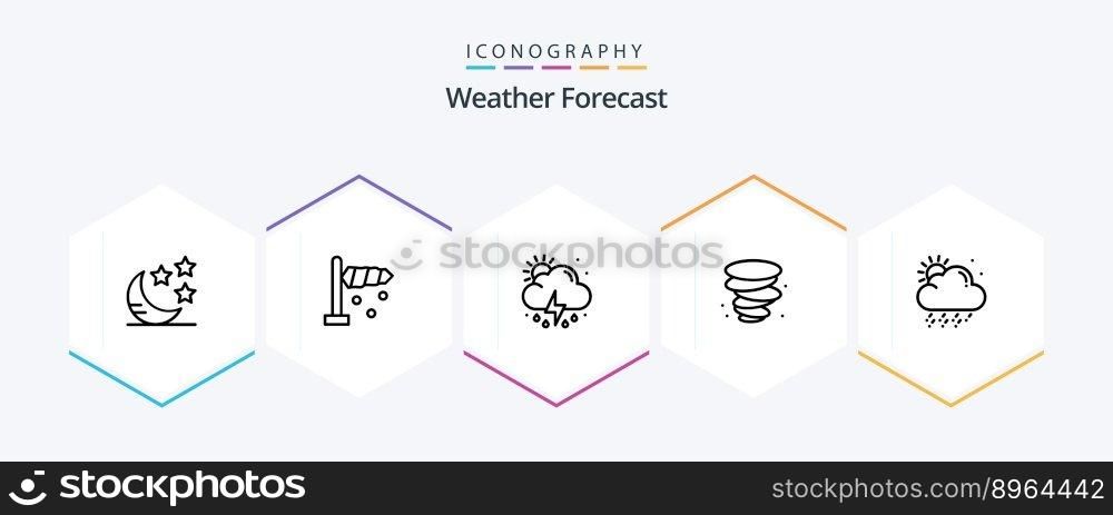 Weather 25 Line icon pack including . weather. sun. snowy. wind