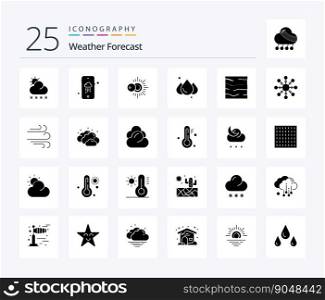 Weather 25 Solid Glyph icon pack including weather. sea. sunny. river. weather