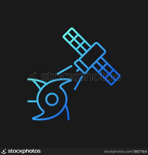 Weather and climate monitoring satellite gradient vector icon for dark theme. Climate change investigation. Thin line color symbol. Modern style pictogram. Vector isolated outline drawing. Weather and climate monitoring satellite gradient vector icon for dark theme