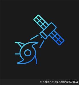 Weather and climate monitoring satellite gradient vector icon for dark theme. Climate change investigation. Thin line color symbol. Modern style pictogram. Vector isolated outline drawing. Weather and climate monitoring satellite gradient vector icon for dark theme