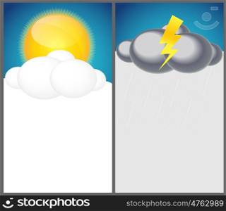 Weather Background with Sun, Cloud, Rain Vector Illustration EPS10