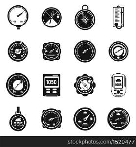 Weather barometer icons set. Simple set of weather barometer vector icons for web design on white background. Weather barometer icons set, simple style