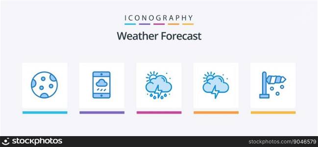 Weather Blue 5 Icon Pack Including direction. sun. rain. weather. weather. Creative Icons Design