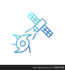 Weather, climate monitoring satellite gradient linear vector icon. Meteorological observation system. Thin line color symbol. Modern style pictogram. Vector isolated outline drawing. Weather, climate monitoring satellite gradient linear vector icon