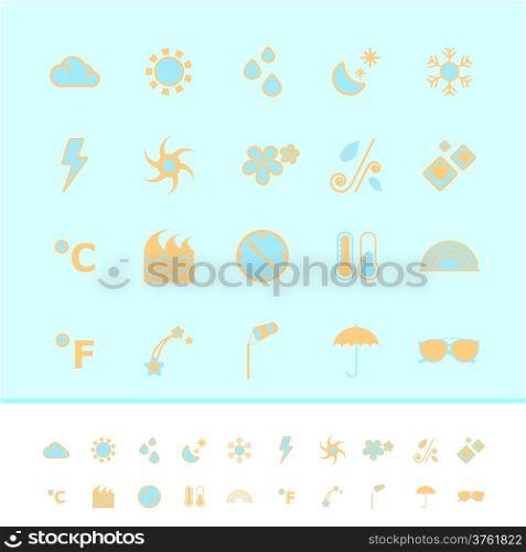 Weather color icons on blue background, stock vector