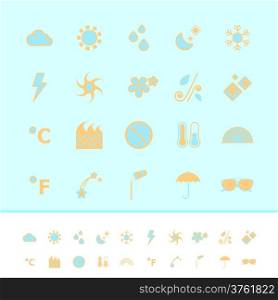 Weather color icons on blue background, stock vector