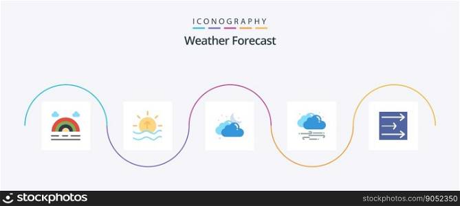 Weather Flat 5 Icon Pack Including weather. cloud. cloud. windy. weather