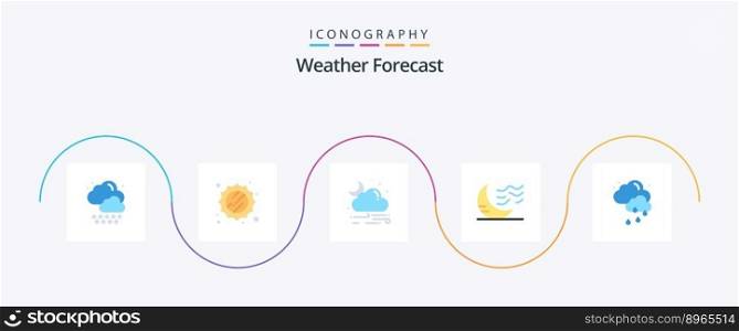 Weather Flat 5 Icon Pack Including weather. cloud. rain. weather. night