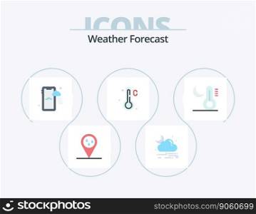 Weather Flat Icon Pack 5 Icon Design. . night. rainy. moon. weather
