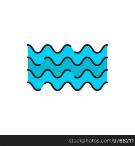 Weather forecast color outline icon of flood, vector line pictogram. Weather forecast water overflow icon for app and web widget temperature and climate meteorology. Weather forecast color outline icon of lood