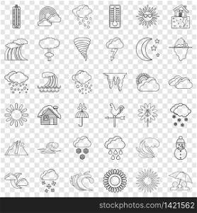 Weather forecast icons set. Outline style of 36 weather forecast vector icons for web for any design. Weather forecast icons set, outline style