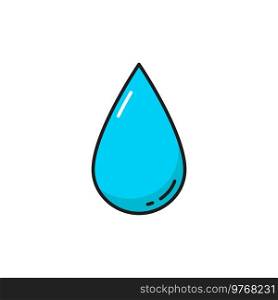 Weather forecast rain drop icon in color outline for temperature and climate meteorology. Rain or heavy shower weather forecast symbol of raindrop. Weather forecast rain drop icon, color outline
