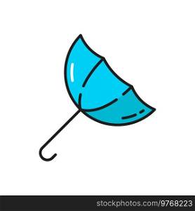 Weather forecast umbrella icon, rain, wind and storm color outline symbol. Rainy thunderstorm or windy weather forecast pictogram for meteorology and climate temperature. Weather forecast umbrella icon, rain, wind storm