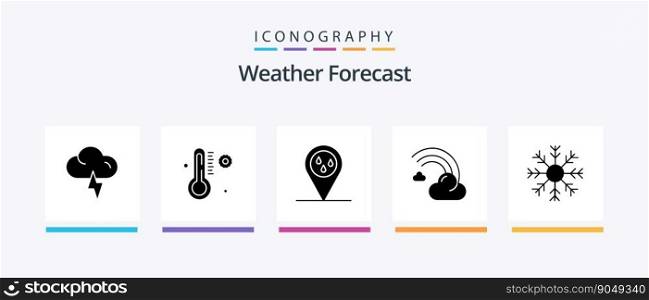 Weather Glyph 5 Icon Pack Including weather. flake. weather. cold. line. Creative Icons Design